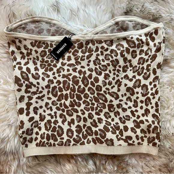 Strapless Leopard Sweater Tube Top Express XL NWT - Picture 7 of 10